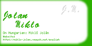 jolan miklo business card